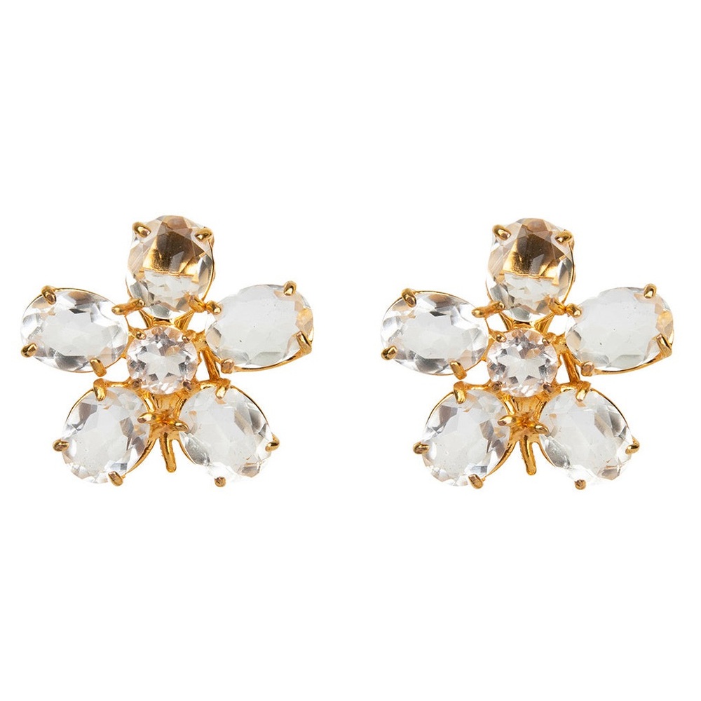 Clear Quartz Flower Earrings